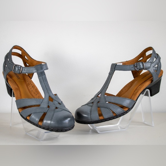 SOLD NWOT Cobb Hill Aubrey Burnished Leather Pump T-Strap Womens Gray Shoes Sz 8 - Picture 4 of 8